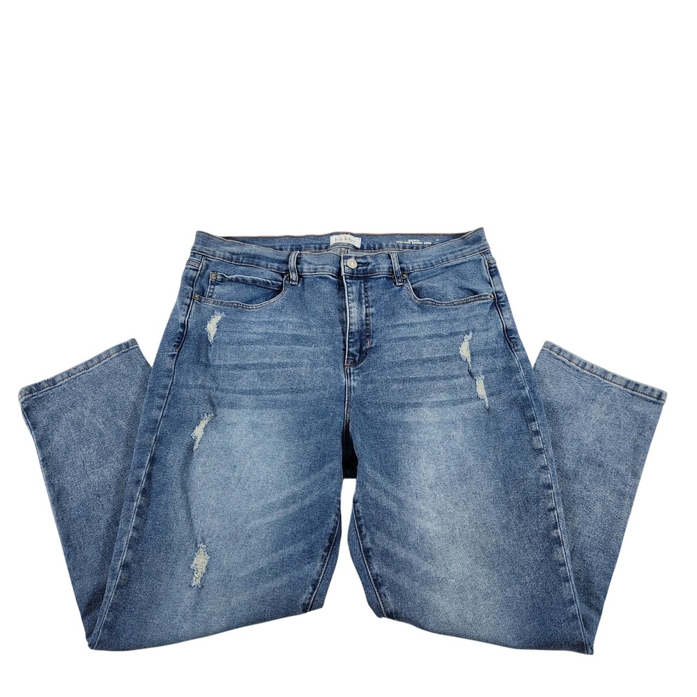 Nicole Miller New York Soho High Rise‎ Skinny Crop Jeans Blue Distressed Mens 16